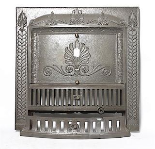 A Neoclassical Cast Metal Fire Door, Width 30 3/8 inches.