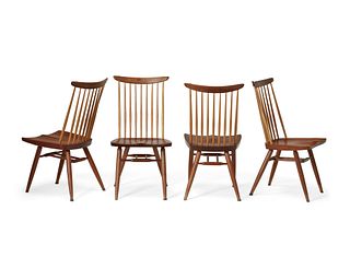 George Nakashima (1905-1990), Four 'New Chair' dining chairs, 1994; New Hope, Pennsylvania, Each: 35.5" H x 18.5" W x 16.25" D