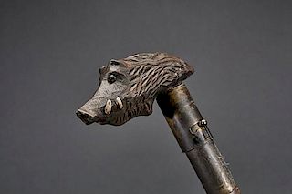 Boar's Head Cane with Short Sword