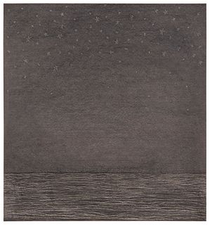 Jack Pierson (b. 1960), "Horizon with Stars," 1991, Pencil on paper, Image: 10.125" H x 9.375" W; Sheet: 14" H x 10.875" W