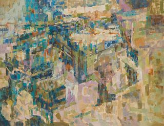 Adele Plotkin (1931-2013), "Roman Shadows," 1958, Oil on canvas, 27.5" H x 35.5" W