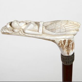 Leda & the Swan Carved Stag Cane
