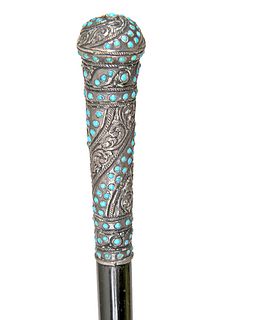 Silver and Turquoise Dress Cane