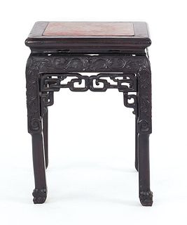 Chinese marble top stand, late 19th c., 18 1/2" h.