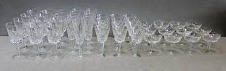 Large Lot of Signed Waterford Cut Glass Stemware.