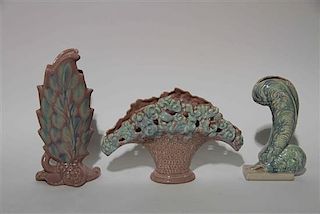 A Group of Five Haeger Pottery Vases Height of tallest 12 1/2 inches.