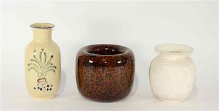 Three Haeger Pottery Vases Height of tallest 10 1/2 inches.