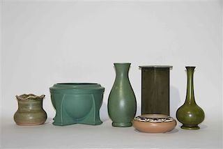 A Group of Six Haeger Pottery Vases Height of tallest 10 3/4 inches.