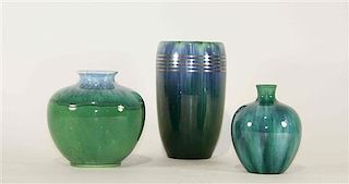 Three Haeger Pottery Vases Height of tallest 7 1/4 inches.