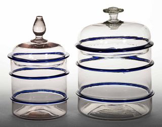 FREE-BLOWN RING JARS, LOT OF TWO