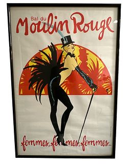 Vintage Moulin Rouge French Advertising Lithograph 