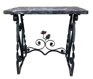 French Art Deco Wrought Iron Side Table