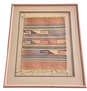 Framed Mexican Aztec Print Wool Rug 