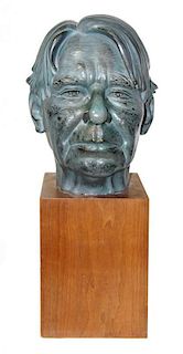 A Haeger Pottery Bust of Carl Sandburg Height of bust 14 1/2 inches.