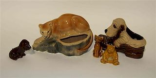 A Collection of Fifteen Haeger Pottery Animal Figures Width of largest 14 inches.