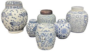 Collection 6 Porcelain Chinese Urns and Ginger Jars 