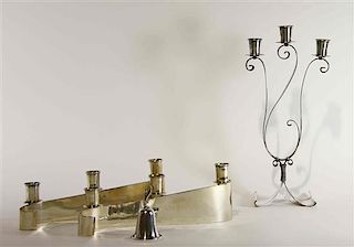 A Group of Three Mexican Silver Three-Light Candelabra, Royal Haeger by Royal Hickman for Los Castillo, Taxco, 20th Century, 