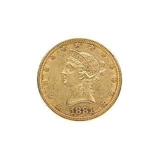 1881 $10.00 LIBERTY HEAD GOLD COIN