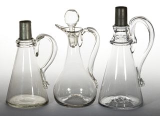 FREE-BLOWN GLASS CONDIMENT ARTICLES, LOT OF THREE