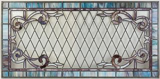 VICTORIAN PINK AND OPAL STAINED GLASS WINDOW