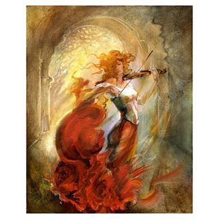 Lena Sotskova, "Firebird" Hand Signed, Artist Embellished Limited Edition Giclee on Canvas with COA.