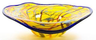 An American Studio Glass Bowl, Randi Wagner, Width at widest 19 1/2 inches.