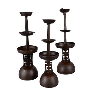 Chinese Wrought Iron Oil Lamps