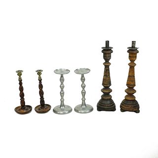 Three Sets (6pcs) Antique Candlesticks