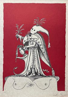 Salvador Dali - Untitled from "Les Songes Drolatiques de Pantagruel" (Red)