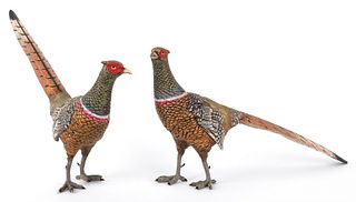 Two Austrian cold painted bronze pheasants, mid 20