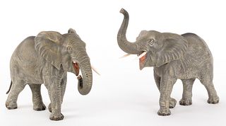 Two Austrian cold painted bronze elephants, mid 20