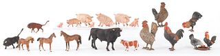 Nineteen Austrian cold painted bronze farm animals