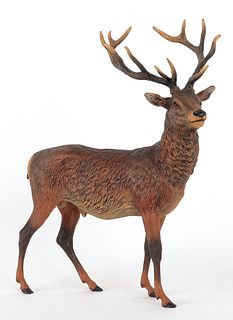 Large Austrian cold painted bronze elk, mid 20th c