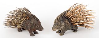 Two Austrian cold painted bronze porcupines, mid 2