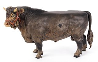 Austrian cold painted bronze bull, mid 20th c., 5/
