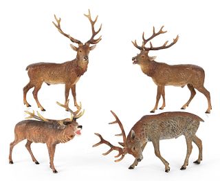 Four Austrian cold painted bronze elk, mid 20th c.