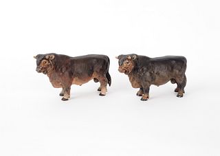 Two Austrian cold painted bronze bulls, mid 20th c