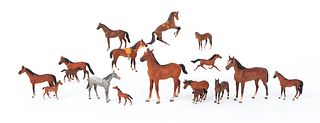Sixteen Austrian cold painted bronze horses, mid 2