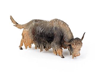 Austrian cold painted bronze musk ox, mid 20th c.,