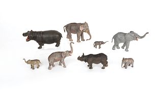 Six Austrian cold painted bronze elephant figuresi