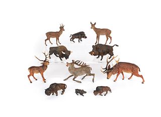 Eleven Austrian cold painted bronze game animals,i