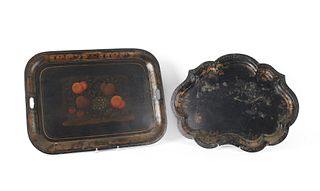 Two painted tole trays, 19th c., 21" x 28" and 20/