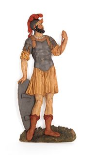 Carved and painted figure of a Roman soldier, 19th