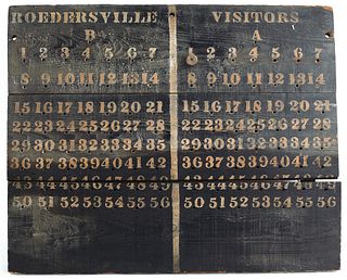 Painted pine scoreboard inscribed Roedersville, ea