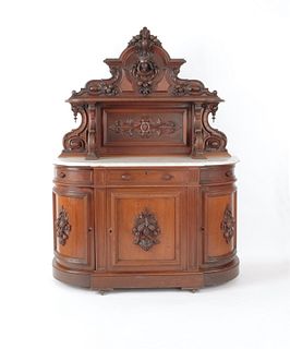 Victorian carved walnut marble top buffet, ca. 186