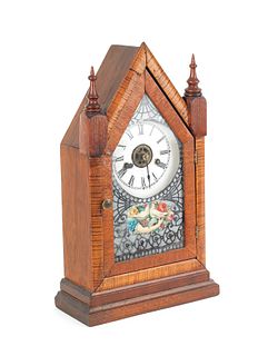 Maple steeple clock, mid 19th c., 16" h.