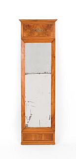 Biedermeier fruitwood mirror, ca. 1820, 59 1/2" l.