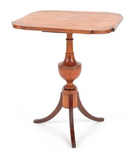 Country tiger maple candlestand, 19th c., 27" h.,2