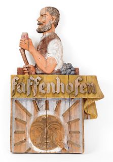 German carved and painted tavern sign, early 20th.