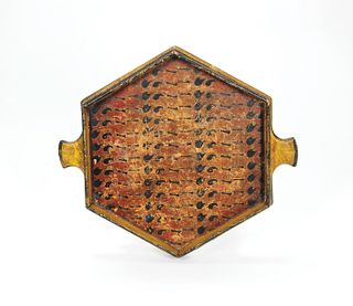 Painted pine tray, 19th c., 13 1/2" l., 15" w.